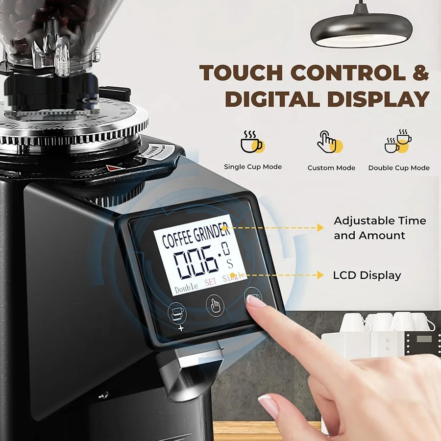 Hochpräzise moderne Kaffeepulvermühle Maschine 64 mm flache Gratmühle Moledora De Cafe