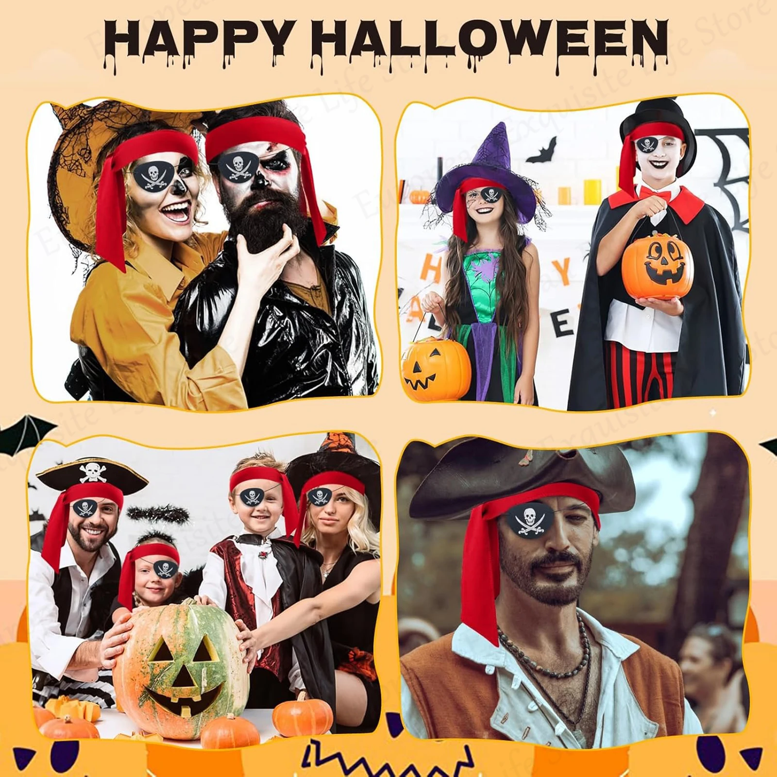 6-48Set Pirate Party Favors for Kids Birthday Gift Pirate Hat Inflatable Sword Eye Patches Decor Props Halloween Costume Cosplay