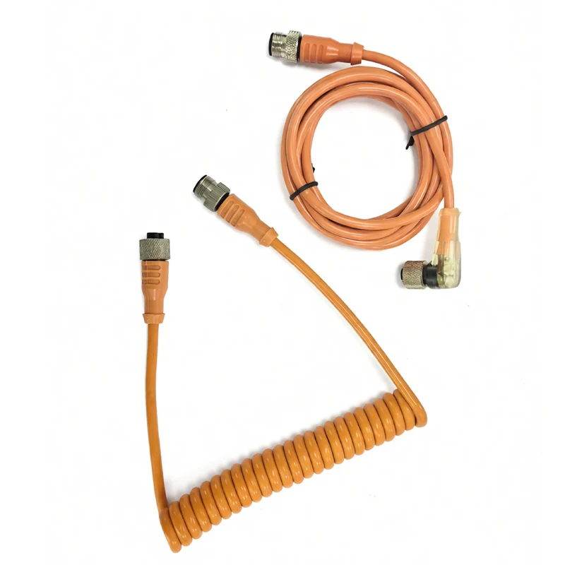 

M8 M12 4-PINS Female Male Sensors Connecting Cable, Spring Type, Female to Male Changed 2M Length Standard ODM supported