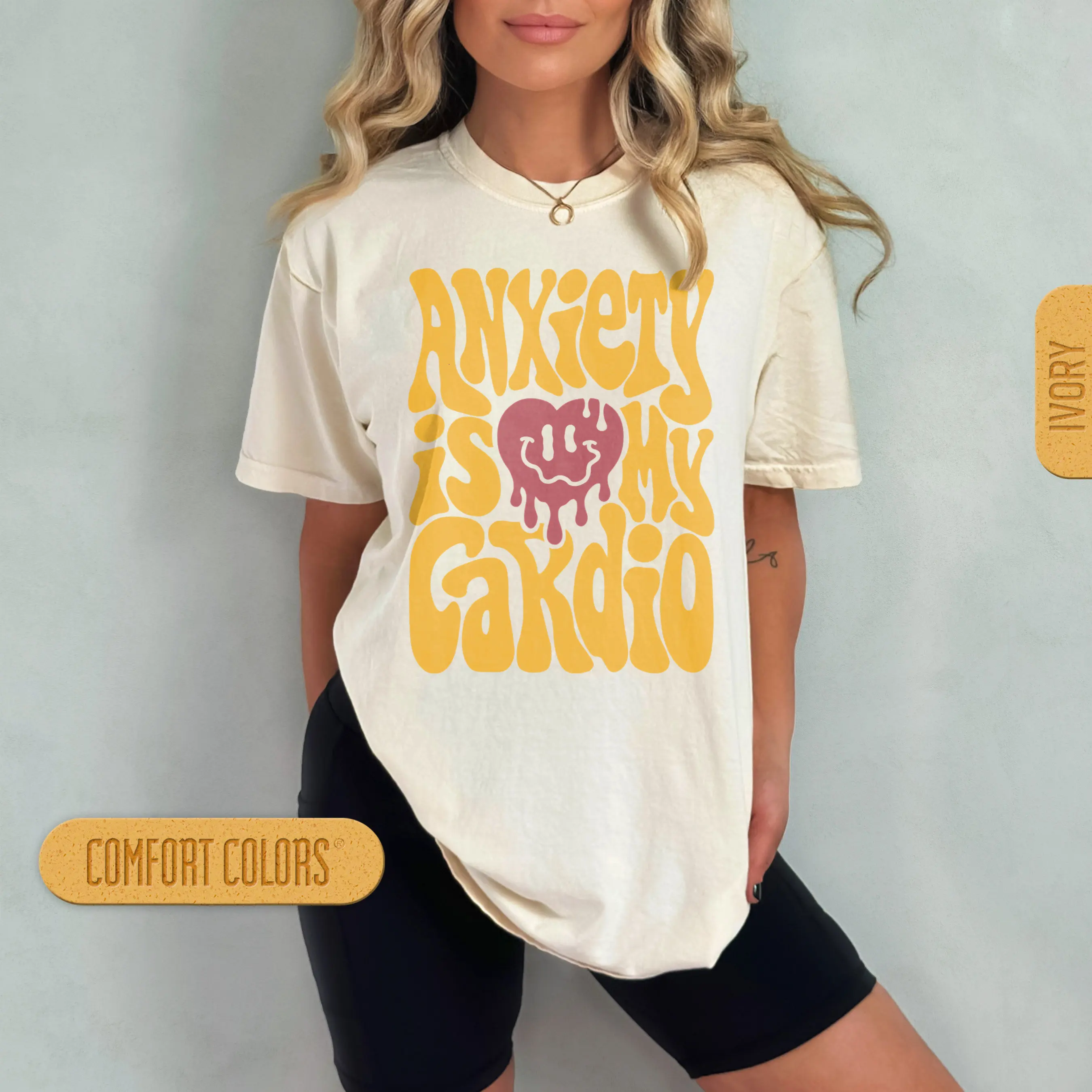 レディース プラスサイズ Anxiety Is My Cardio 面白い Tシャツ コットン 通気性 ファッショナブルで多用途 ユニセックス ストリートウェア オーバーサイズ