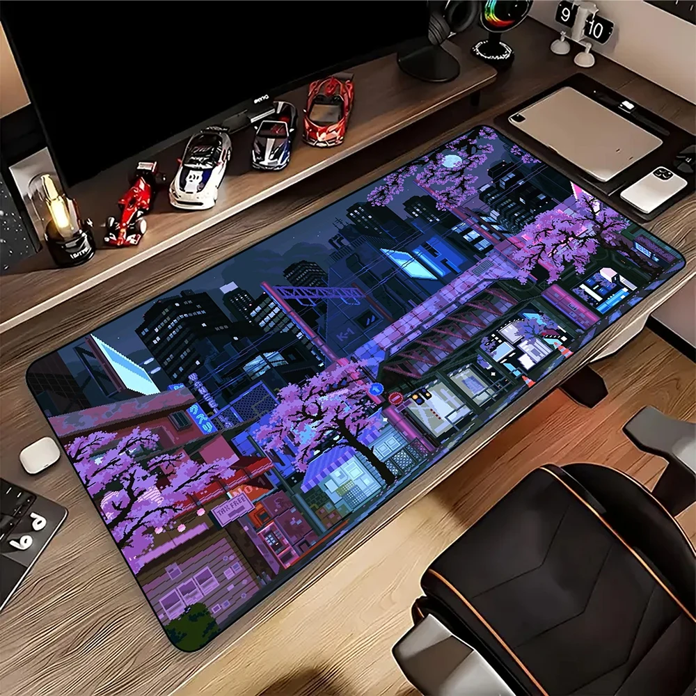 لوحة ماوس نيون سيتي بكسل لوحة ماوس كبيرة XXL لوحة ماوس إعداد ملحقات الألعاب شركة المطاط ماوس حصيرة مكتب وسادة ماوس