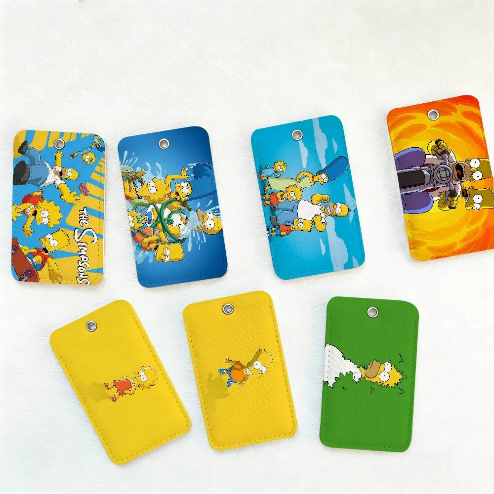 Funny S-SimpsonS PU Soft Leather Rectangular Key Card Holder Induction Elevator Protection Cover Youth Faion Accory