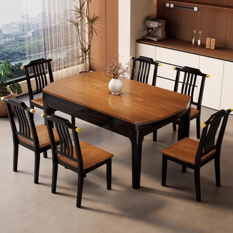 LH  medieval style solid wood dining table and chairs household small apartment light luxury high-end sense