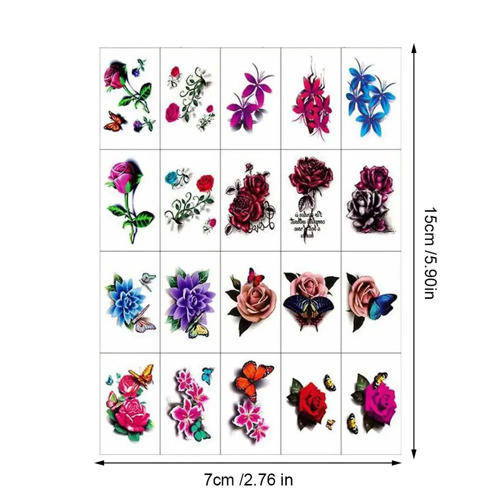 مقاوم للماء زهرة مؤقتة فراشة لصاقات وشم الجسم القابل للإزالة المتاح المرأة مثير طويلة الأمد الرجال ملصق موضة Z0H4 #6