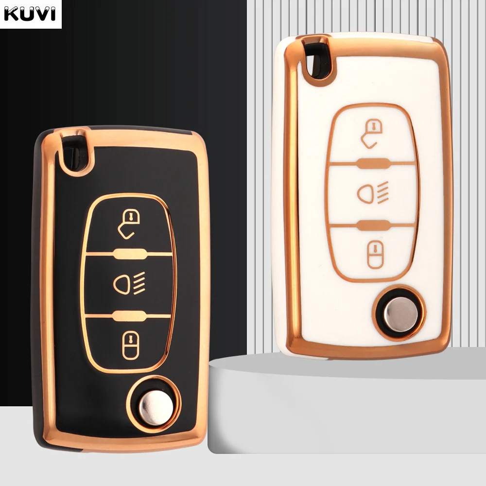 Fashion TPU Car Flip Key Case Cover Bag For Peugeot 107 207 307 308 407 607 3008 5008 Citroen Xsara Picasso C5 C6 C8 Accessories