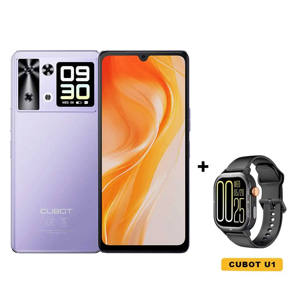 Smartphone Android 15 Cubot P90, 6,88-inch 120Hz-scherm, 24 GB RAM (12 + 12 GB uitgebreid), 256 GB ROM, G100 Octa-core 2,2 GHz-processor, 64 MP-camera, 5100 mAh-batterij, NFC phone, dubbele - afbeelding 1