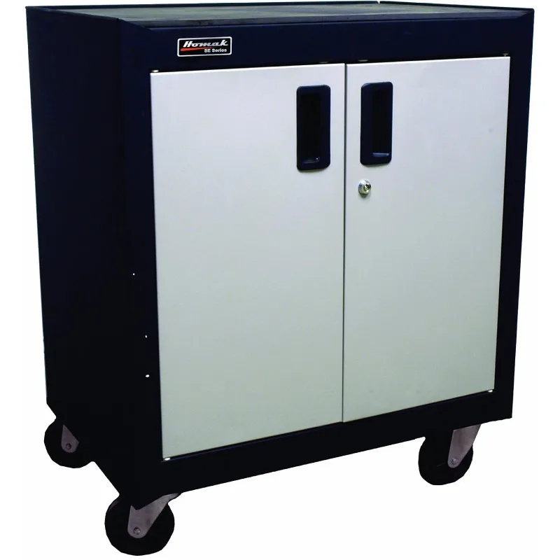 Homak 2 Door Mobile Cabinet with Gliding Shelf, Steel, GS04002270