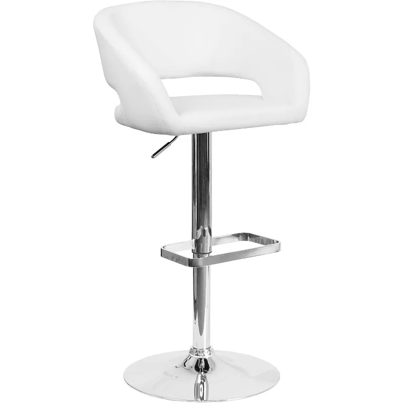 Erik Comfortable & Stylish Contemporary Barstool with Rounded Mid-Back and Foot Rest, Adjustable Height