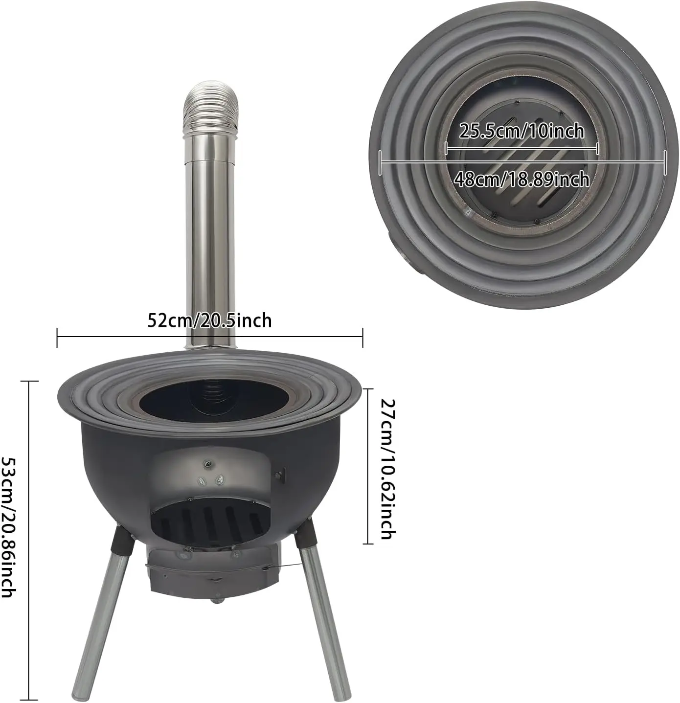Outdoor Camping Wood Burning Stove Featuring 4 Wok Rings