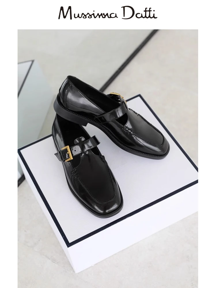 Murrinna Daffi 2024 New Fashion Women Shoes Loafers Platform Women Cow Leather Round Toe Slip on Ladies Chunky Heel Shoes