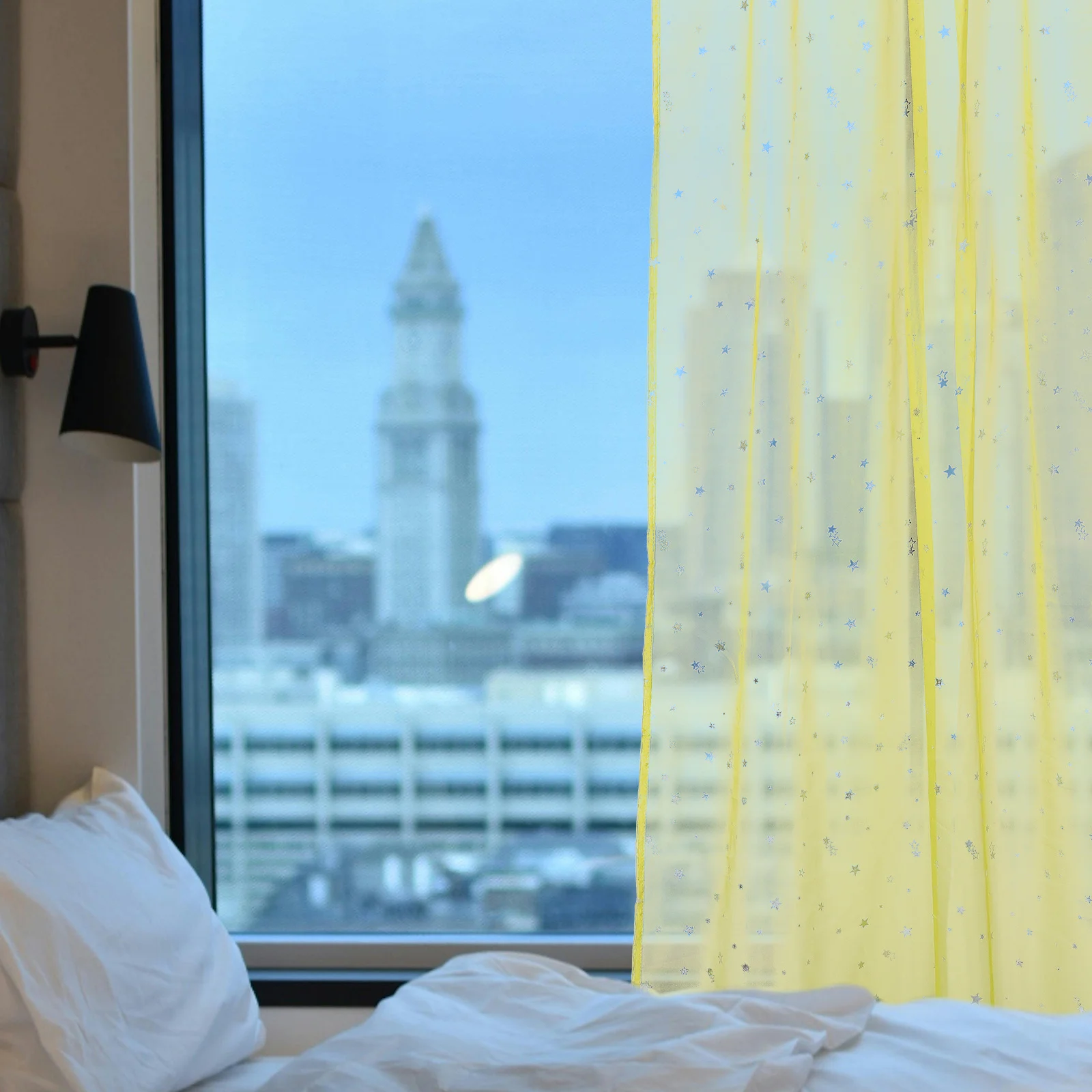 

1pcs Silver Foil Star Print Sheer Curtains 100X270Cm Green Polyester Voile Window Panel For Bedroom Kids Room Light Filtering