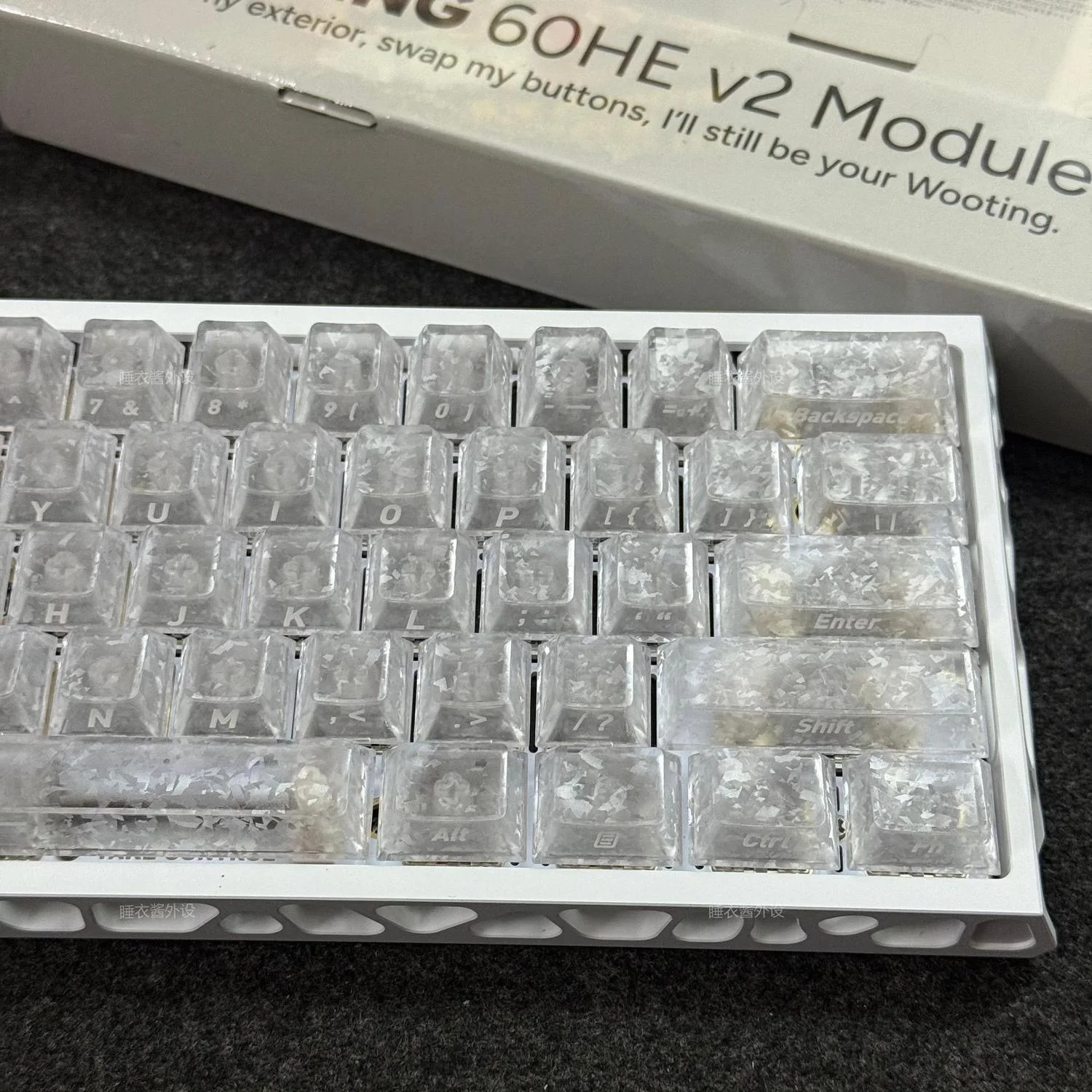 Ice-carbon Textured Keycaps, PC Side-printed Backlit, Compatible with EV63, Ace68, Night Demon, Made68, ATK Forerunner X87