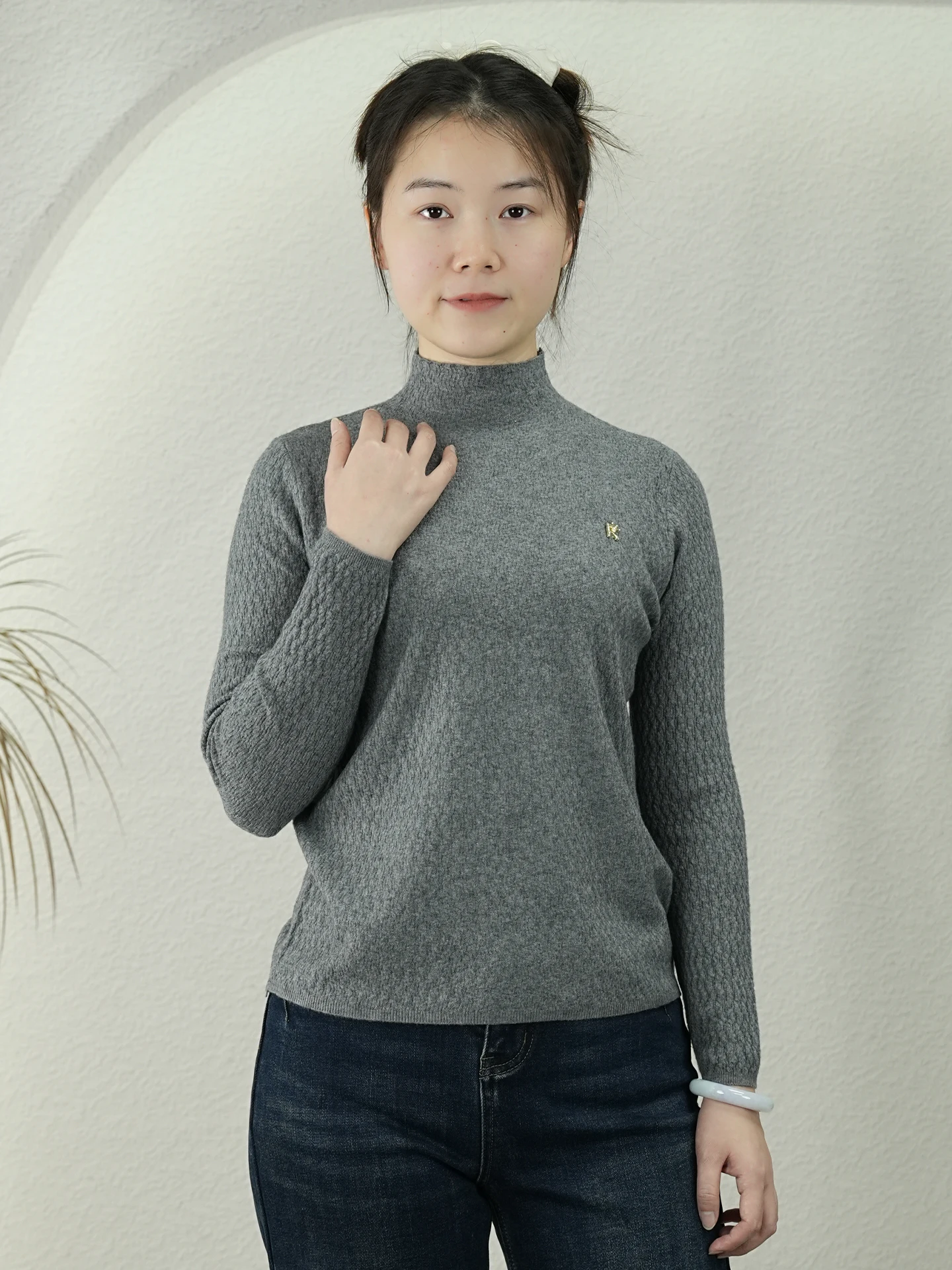 

Женский облегающий свитер High Ne, корейский вязаный базовый свитер, зимнее новое поступление, теплый длинный цвет све