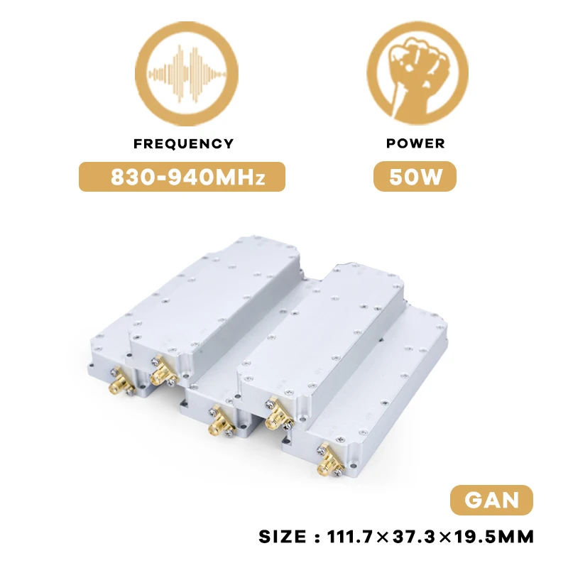 GaN 안티 드론 UAV FPV 모듈, RF PA 전력 증폭기, 드론 방해 방지 장치, 고급 C-UAS 솔루션, 50W 830-940MHz