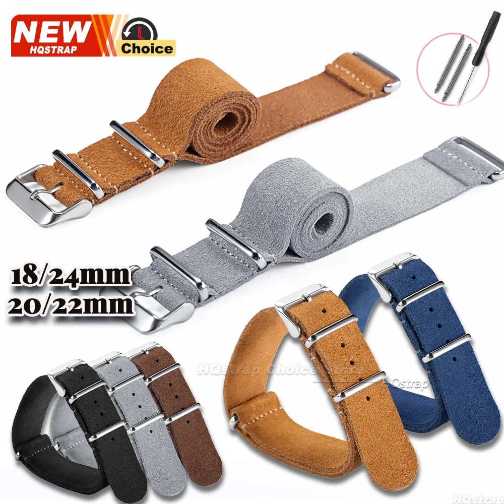 18mm 20mm 22mm 24mm Neues weiches Wildleder-Uhrenarmband Echtleder Einteiliges Uhrenarmband für Seiko-Armband für Rolex-Armband