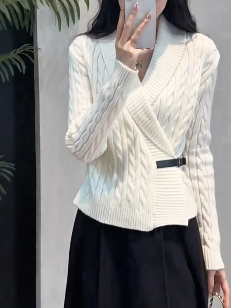 

Korean Style V-Neck Knitwear Fashionable plus Size Slimming Top Women's Autumn Winter New Arrival Warmth Heating Long Sleeve ...