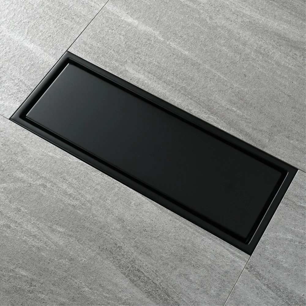 Stainless Steel 304 Black Spray Paint 300X110MM Rectangular Floor Drains Bathroom Renovation Accessories Concealed Installation