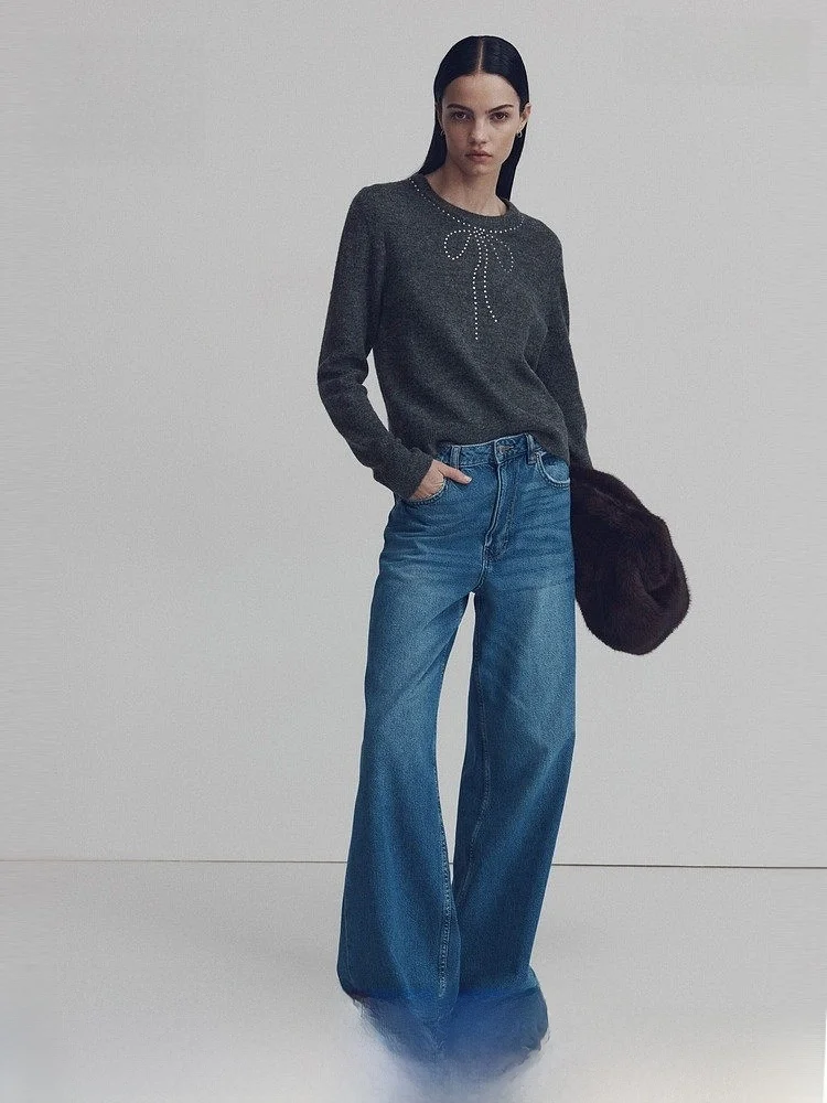 

Женский шерстяной вязаный свитер H&M, весенний базовый слой, модель 30966, повседневный, тонкий, из смесового полиэстера