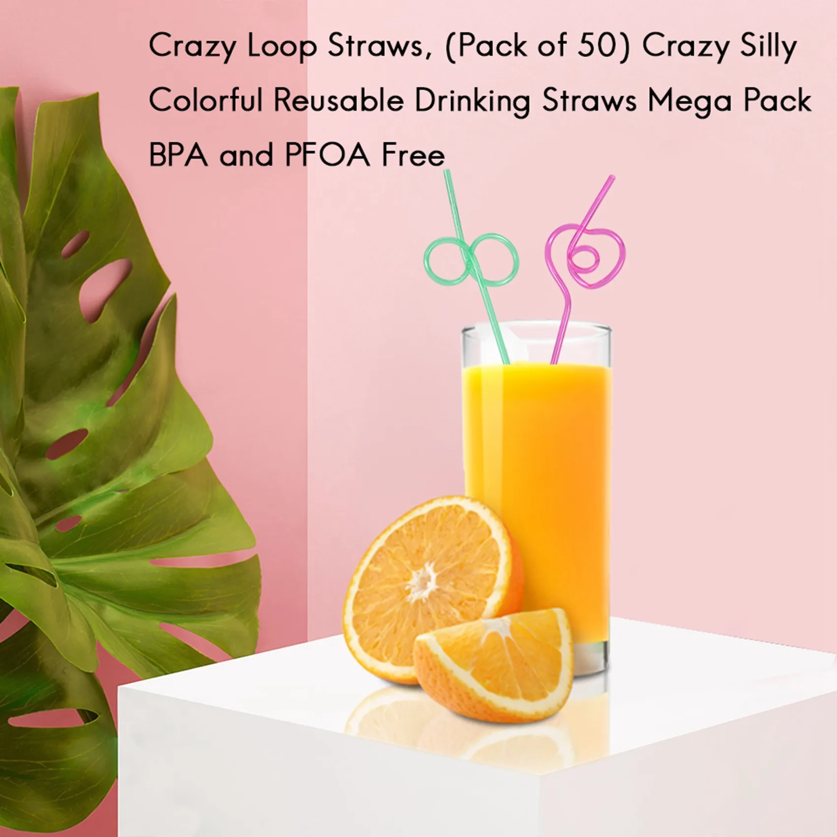 

AT29-Crazy Loop Straws, (50 шт. в упаковке) Crazy Silly Красочные многоразовые трубочки для питья Mega Pack Бесплатно BPA и PFOA