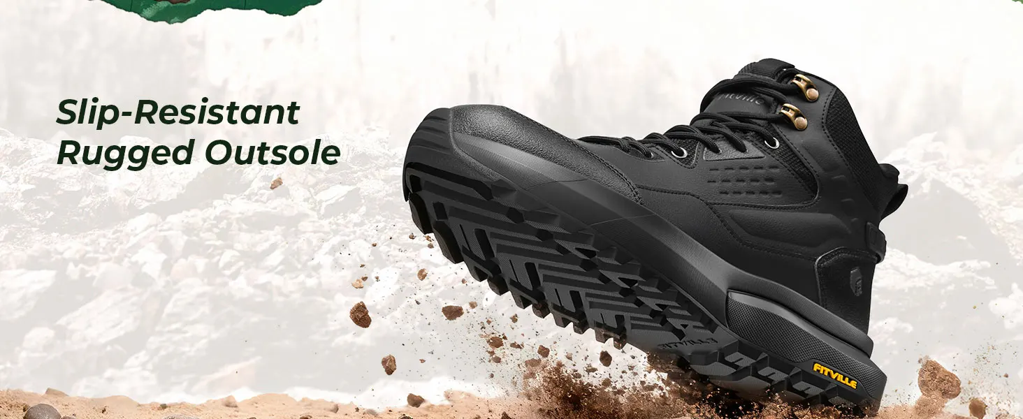 FitVille Outdoor-Wanderschuhe, extra breite taktische Kampf-Militärstiefel, hohe Trekkingschuhe für Herren, wasserabweisend, rutschfest – Detail 11