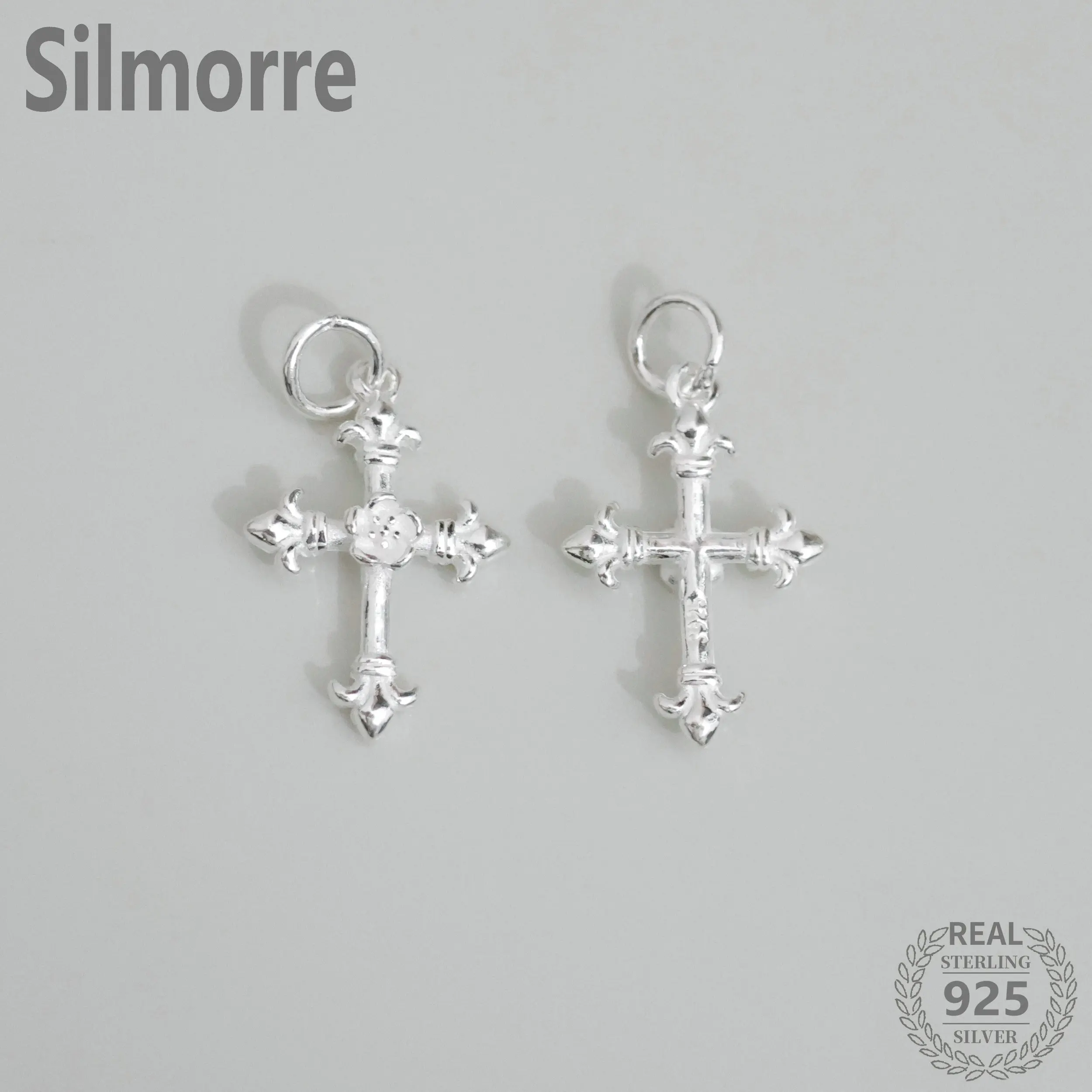 1pc 100% Solid 925 Sterling Silver Classic Cross Charm Pendant for DIY Fine Jewelry Finding  JQ0033