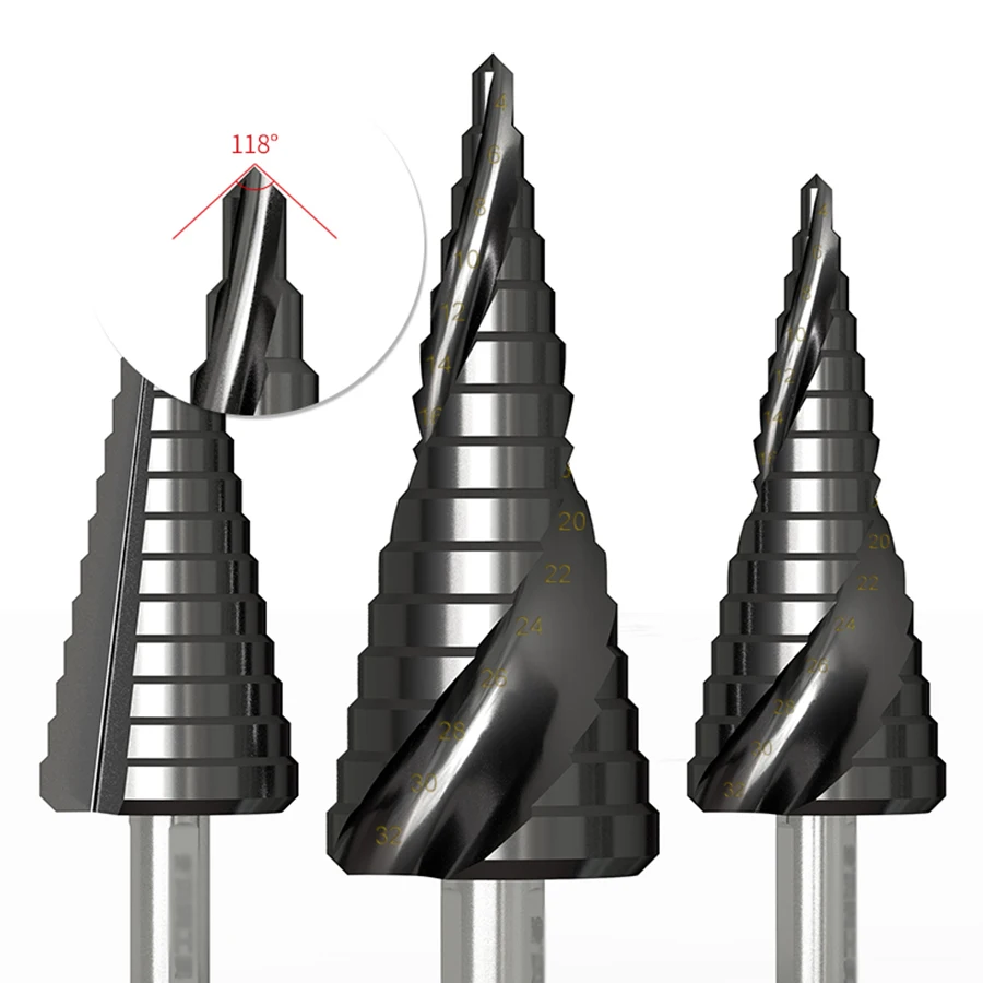 Imagem -02 - Pagode Broca de Cobalto Grau Industrial Tialn Fresagem Broca Trapezoidal Bit Passo Passo Bit Reta Sulco Passos Aço Inoxidável