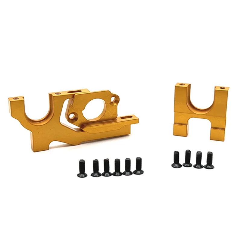 Metal Adjustable Motor Mount and Center Gear Mount Set for Wltoys 104072 104001 104002 1/10 RC Car Upgrades Parts,Yellow