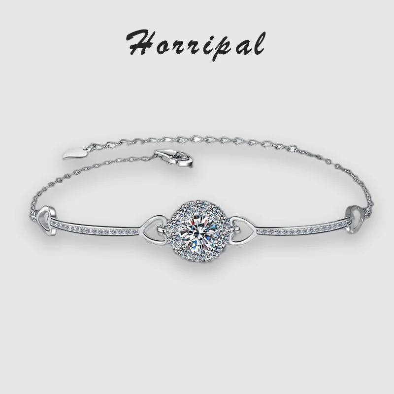 

Fashion D VVS1 Moissanite Bracelet for Women S925 Sterling Silver Plated 18K White Gold Anniversary Bracelets with GRA Fine Gift