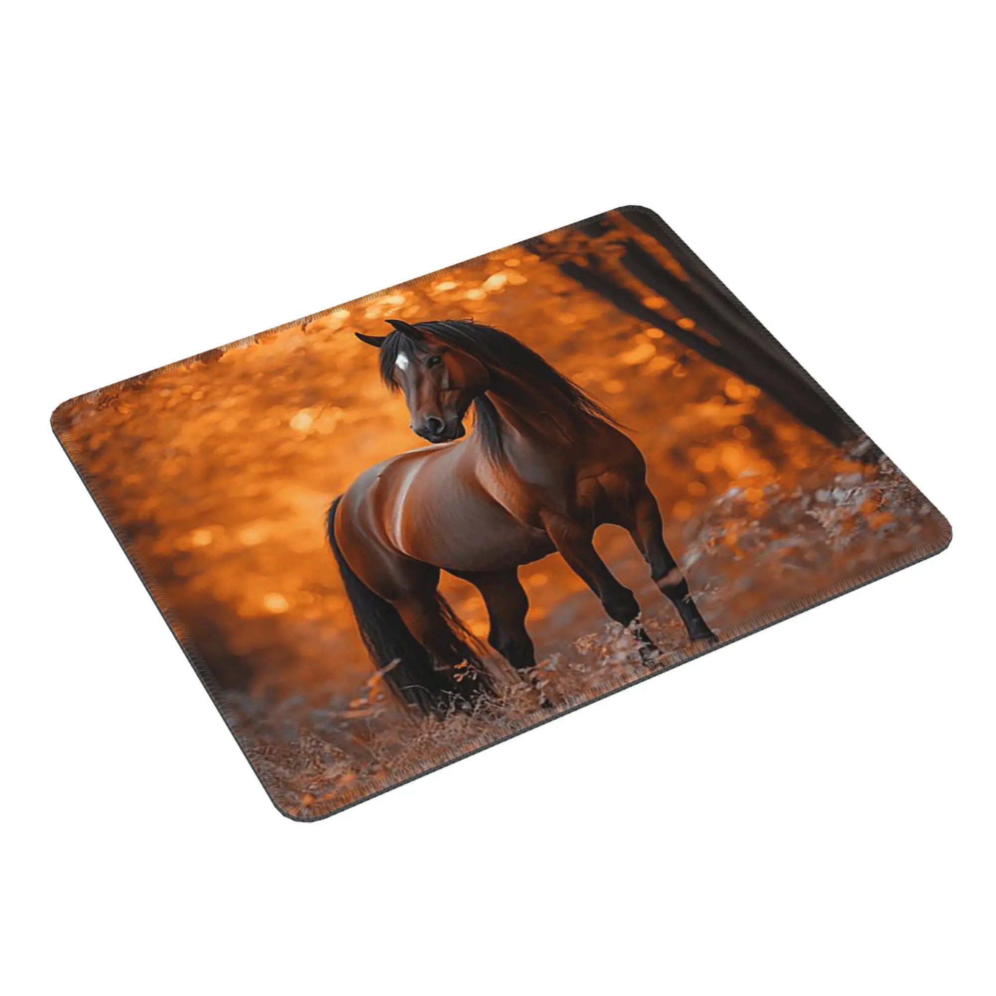 Horse Under The Autumn Leaves Tree  Mouse Pad Computer Keyboard Mouse Mat Gaming Laptop Desk Mat Office Accessories Table Mats