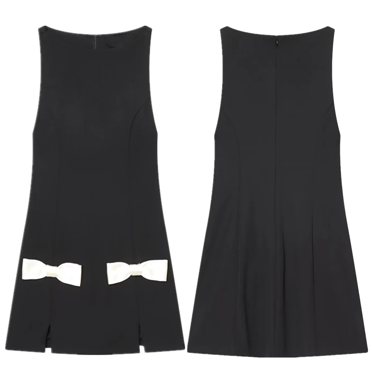 

Jenny&Dave French Elegant Bow Contrasting Black Dress 2026 Spring Summer Woman Clothing Tank Dress Elegant Party Dresses Vestido