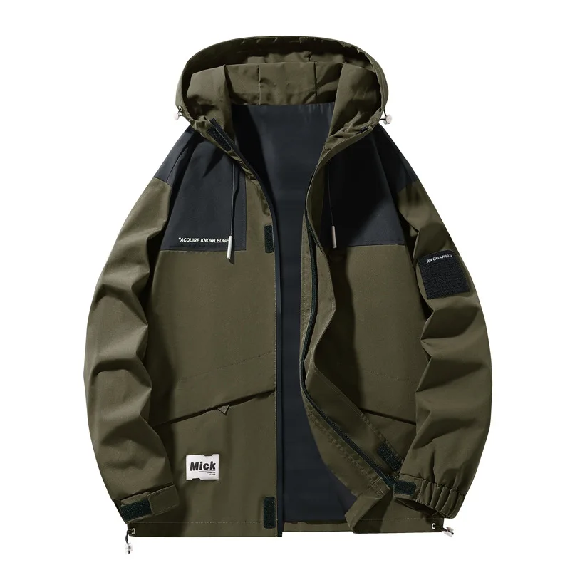 

Color-Block Hooded Jacket Versatile Stylish Casual Loose-Fitting Plus-Size Men's Chubby Friendly