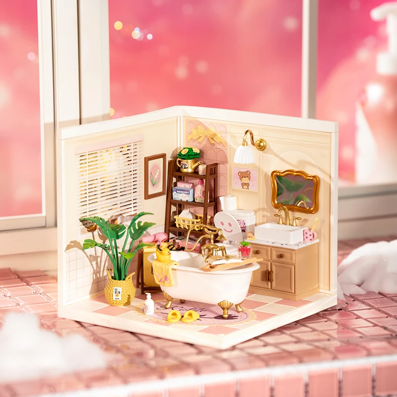 Robotime DIY Miniature Dollhouse Kit with Accessories Model Supply Store Kit with LED to Build Decent Birthday Gift