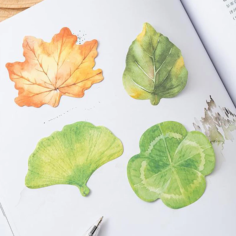 30Sheets Leaf Sticky Notes Ginkgo Lndus Leaf Self-Adhesive Tearable Note Pad Memoranda Stationery Office School Supplies