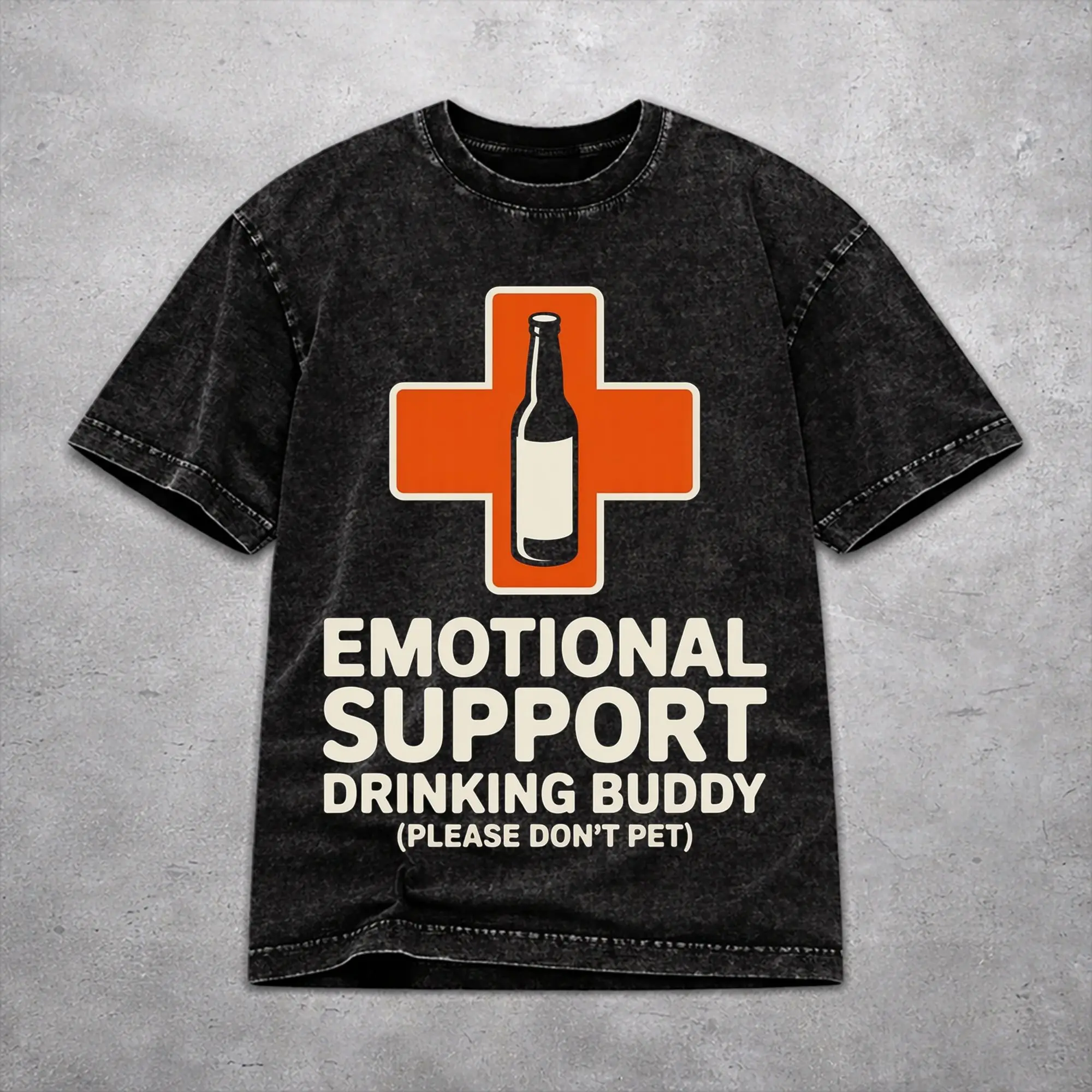 Women Men Emotional Support Drinking Buddy Beer Shirt Graphic Cotton Washed  Retro T-Shirts