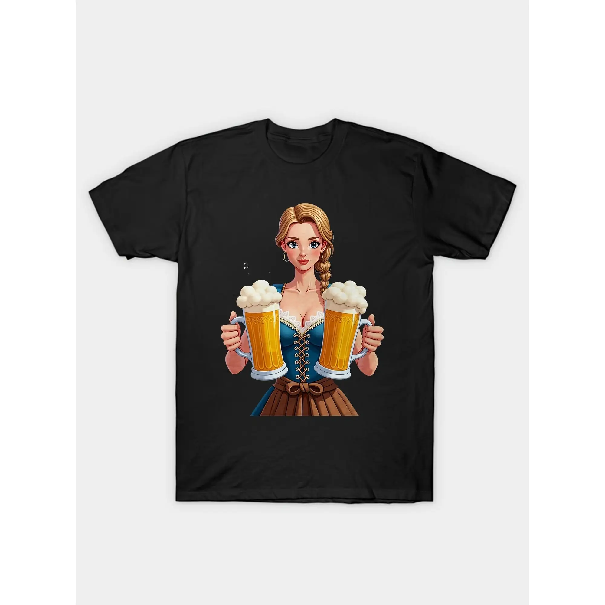 

Oktoberfest Girl Beer Mugs Same Style For Men And Women 2025 Summer Short-Sleeved Printed T-Shirt Pure Cotton