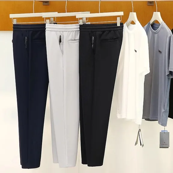 8K Luxury Men's Casual Pants Functional Qui Dry Wool Material Soft Breathable Versatile Spring Summer High End Loose Fit