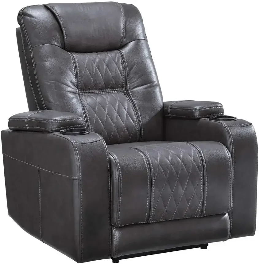 

Composer Faux Leather Power Recliner with LED Lights & Adjutstable Headrest, Gray Nordic Couch Sofa Couch