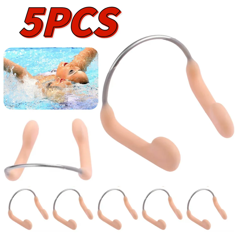 Pinza para la nariz para natación, resistente al agua, antiasfixia, suave, profesional, alambre para la nariz, protección subacuática para la nariz, 5 uds.