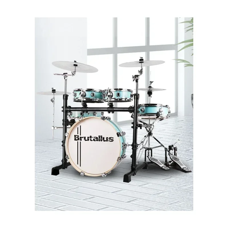 

Portable Drum Set 5 Drums 3 Cymbals Mute Professional Drum Adult Children Beginners Practice Double-sided Drum Set