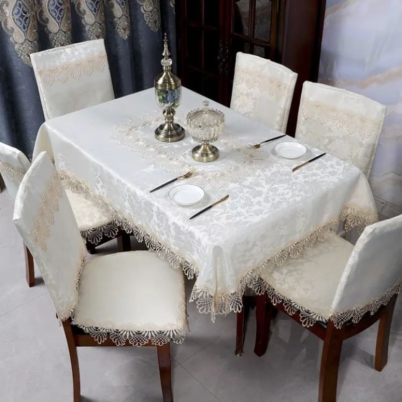 Table Cloth Embroidery Lace European Style Tea Table Tablecloth Household Rectangular Jacquard Fabric Decorative Lace Tablecloth