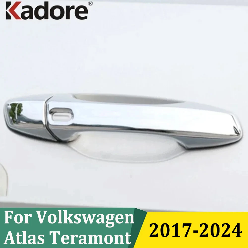 لفولكس واجن أطلس تيرامونت 2017-2022 2023 2024 كروم الجانب مقبض الباب حماية ملصق غطاء الكسوة الخارجي اكسسوارات السيارات #1
