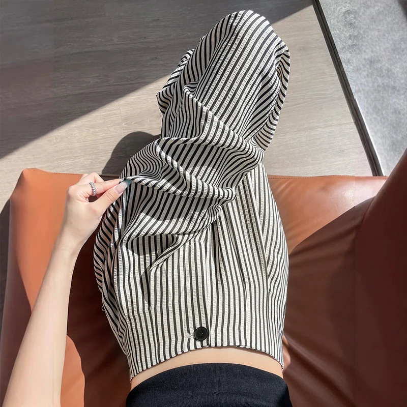 Retro Trend Striped Wide-leg Pants Women 2025 Summer Thin Lazy Style Straight Suit Yamamoto Pants
