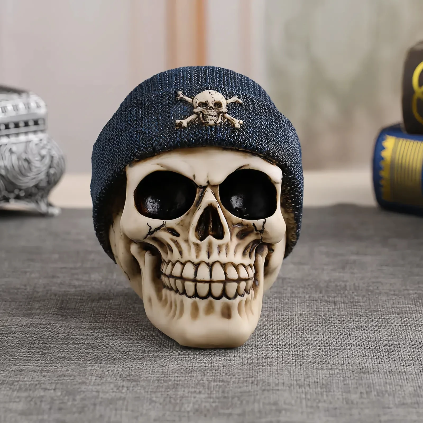 Unique Halloween Gift Idea: Home Decor Resin Skull Figurine Sculpture for Art Lovers Room Decoration Accessories Skull Model