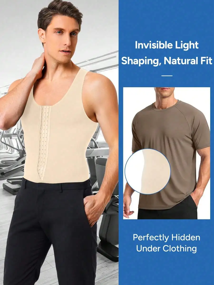 

Mens Seamless Nylon Spandex Shapewear Bodysuit U-Neck Light Compression Workout Daily Wear