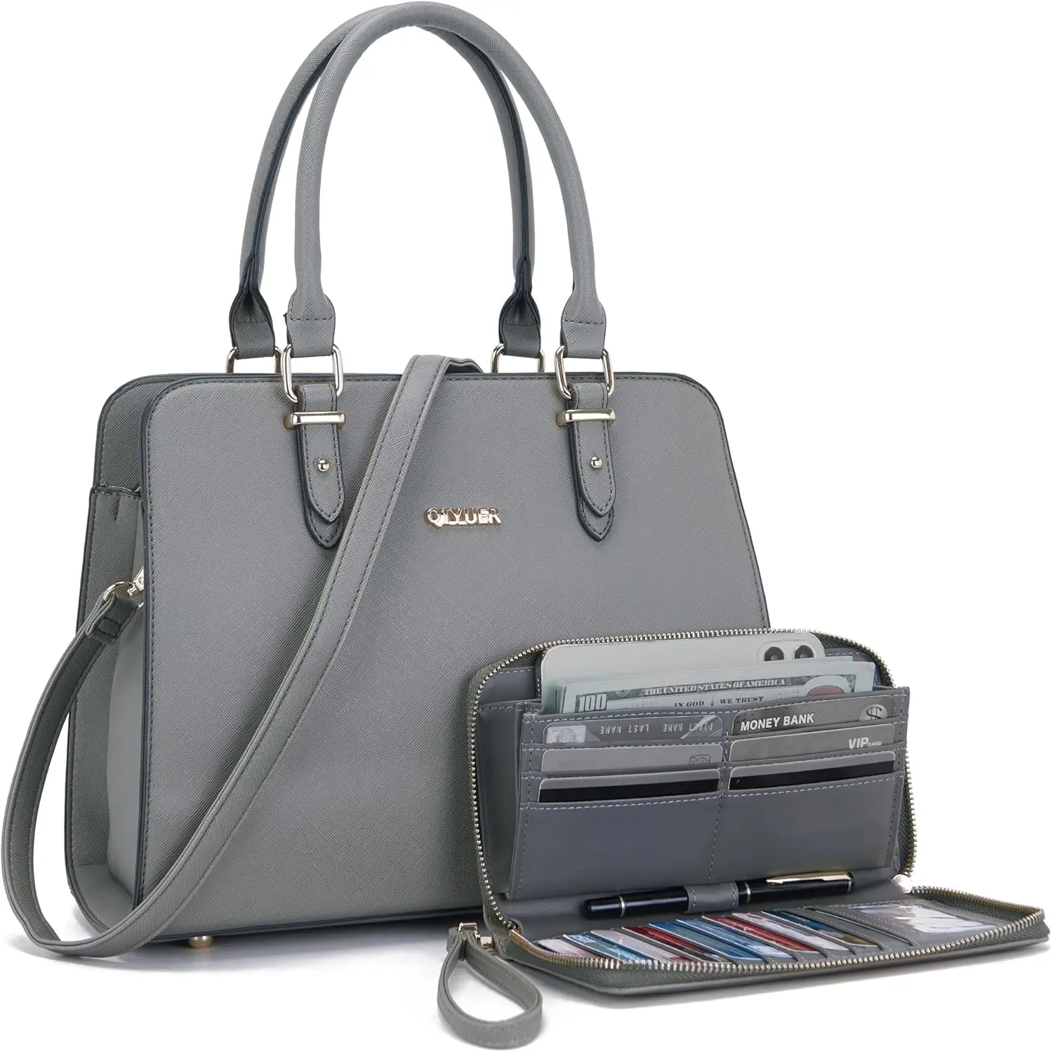 

Женские сумки-портфели с верхней ручкой, набор из сумки и кошелька, рабочие сумки-тоут, 2 шт.