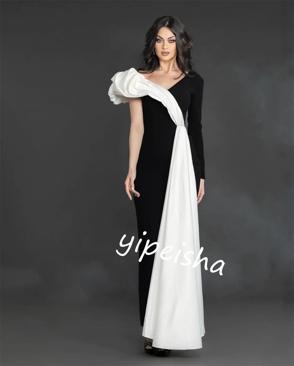 Customized  Jersey Ruffle  Sheath One-shoulder Bespoke Occasion Gown Midi es Saudi Arabia  Dresses