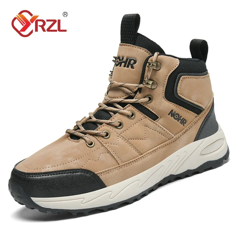 

YRZL Men Boots Autumn Winter High Top Boots Outdoor Climbing Training Shoes Hiking Camping Breathable Walking Jogging Sneakers