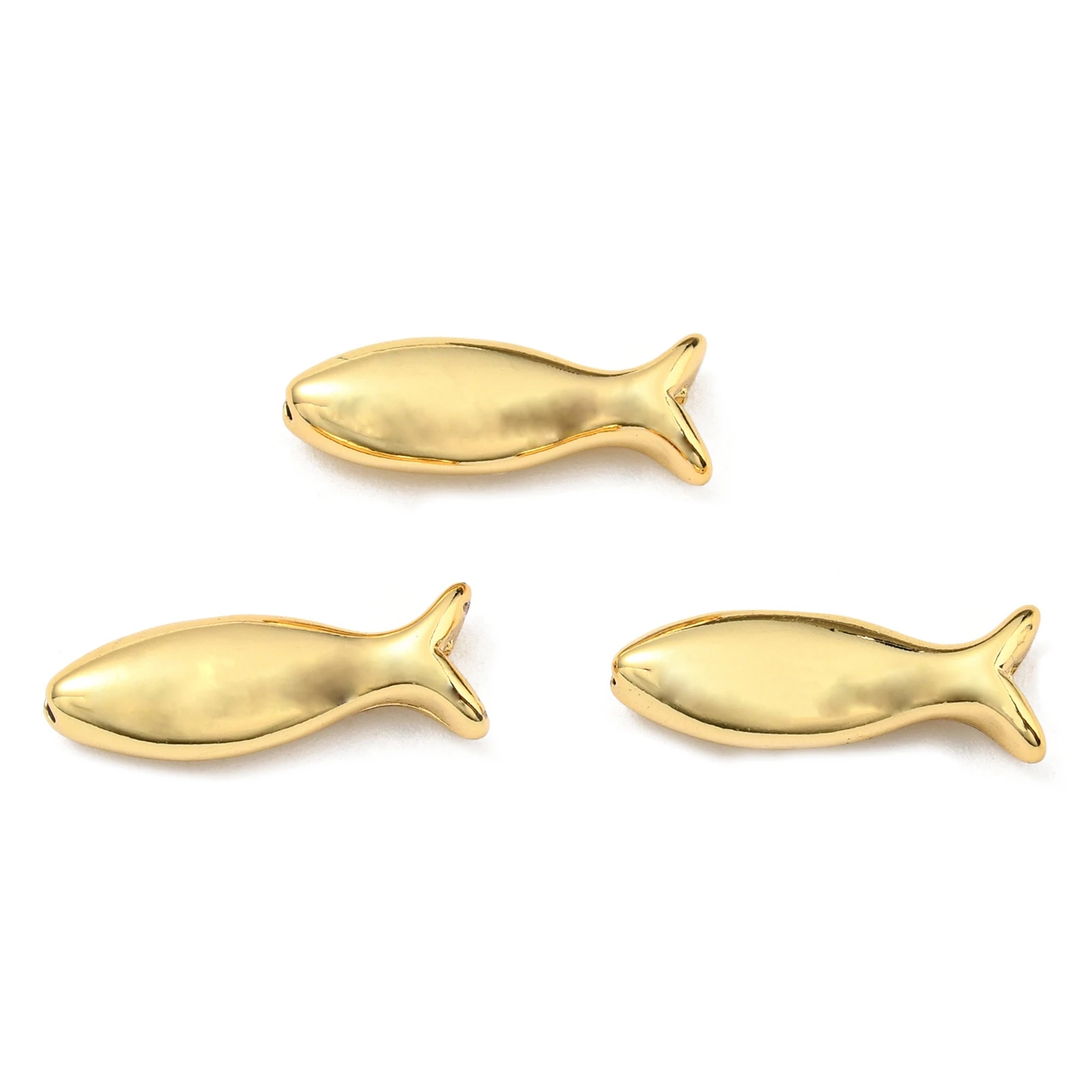 

20pcs 3D Metal Fish Beads Brass Spacer Beads Real 18K Gold Plated for Bracelet Necklace Jewellery Making Findings 15.5x5.8x3.5mm