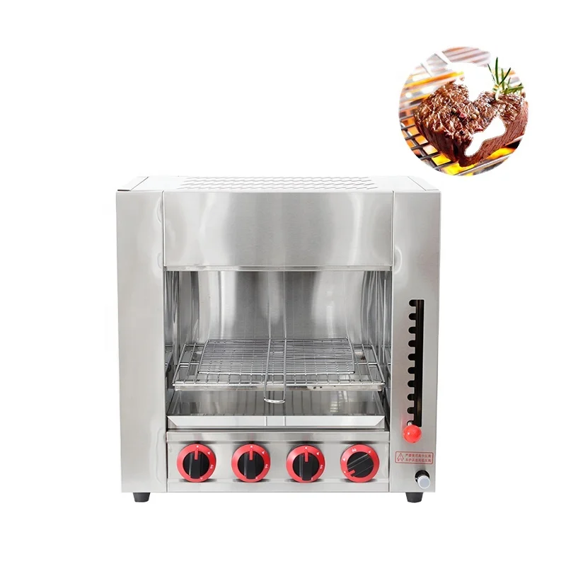 

Hot Sale Stainless Steel Commercial Gas Tabletop Type Infrared Salamander Bbq Grill Oven For Kitchen With 4 Burners Machine