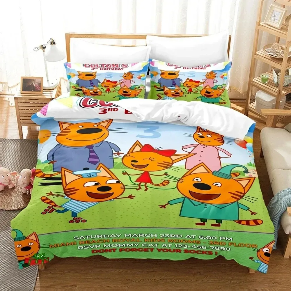 

3D Print Kid-E-Cats Cartoon Bedding Set 3D Printed Suitable for Bedroom Duvet Cover Set With Pillowcases Kids Home Textile